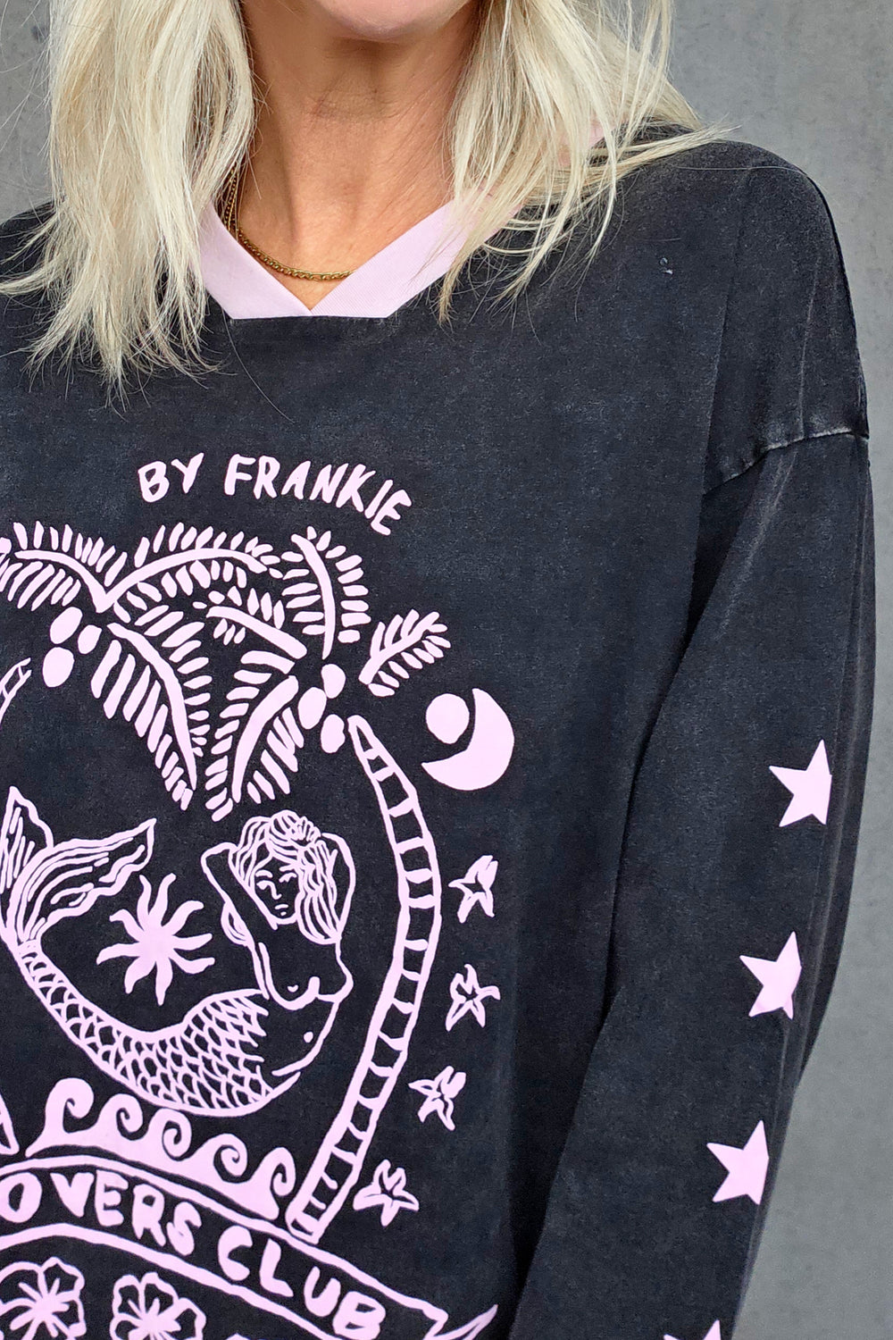 Lovers Club Long Sleeve Tee - Washed Black - Mabel and Woods