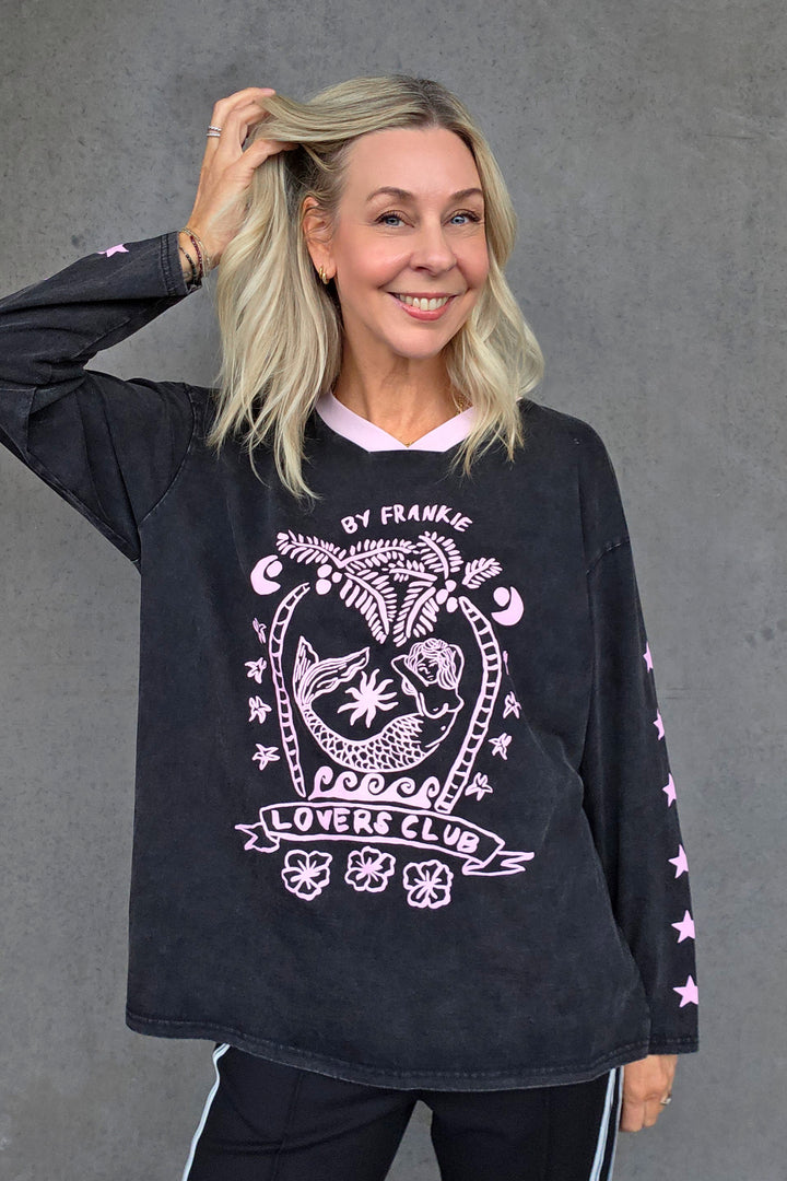 Lovers Club Long Sleeve Tee - Washed Black