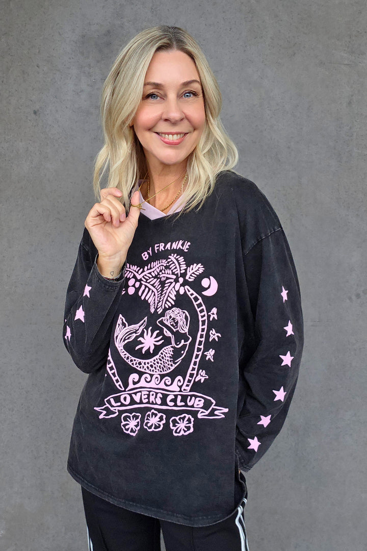 Lovers Club Long Sleeve Tee - Washed Black