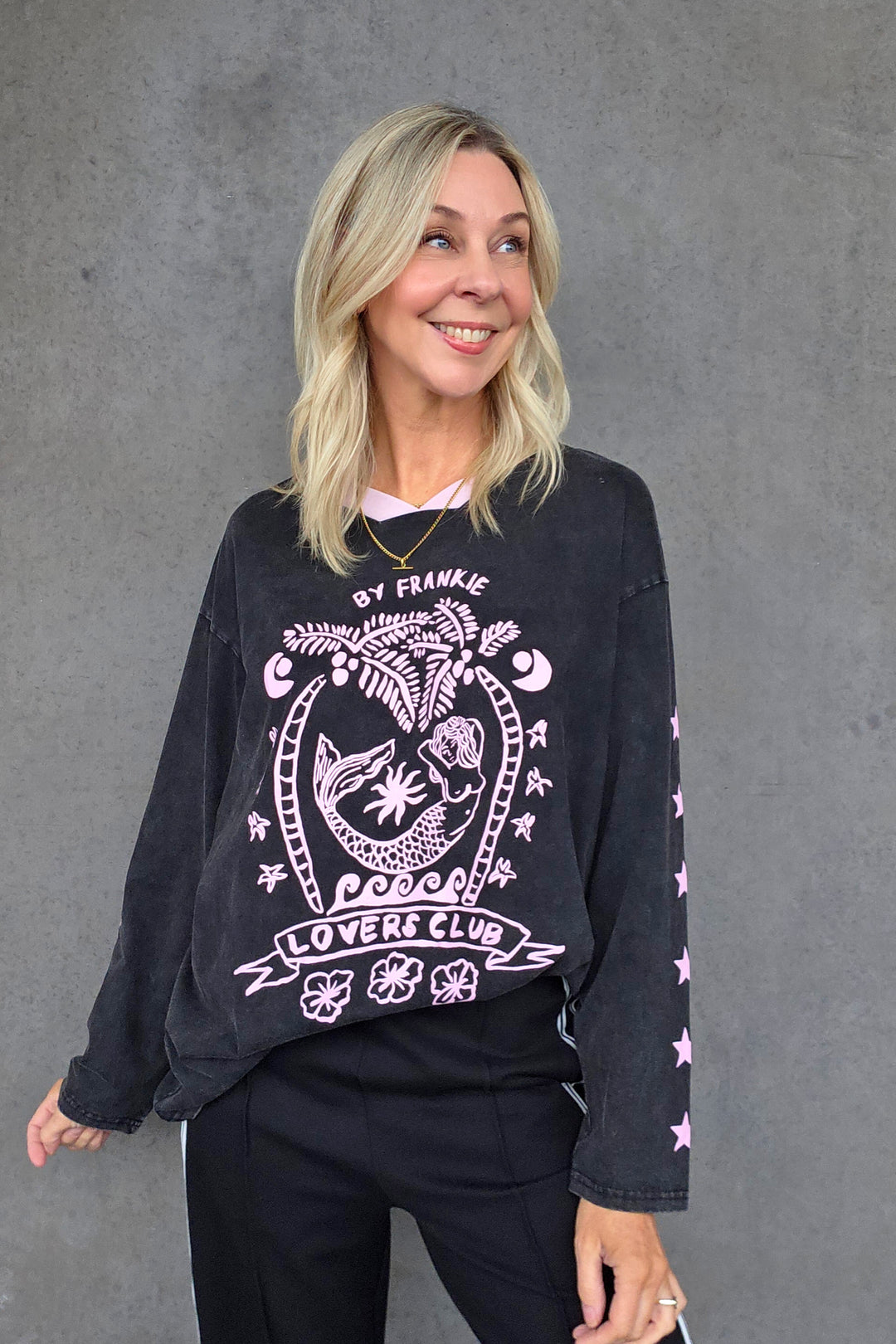 Lovers Club Long Sleeve Tee - Washed Black