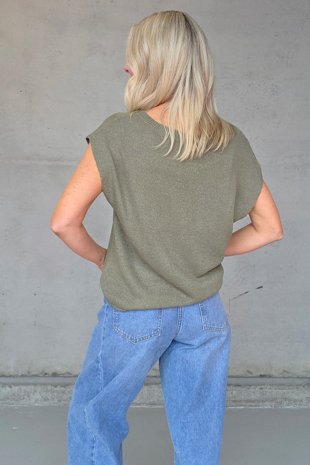 Henley Knitted Top - Khaki