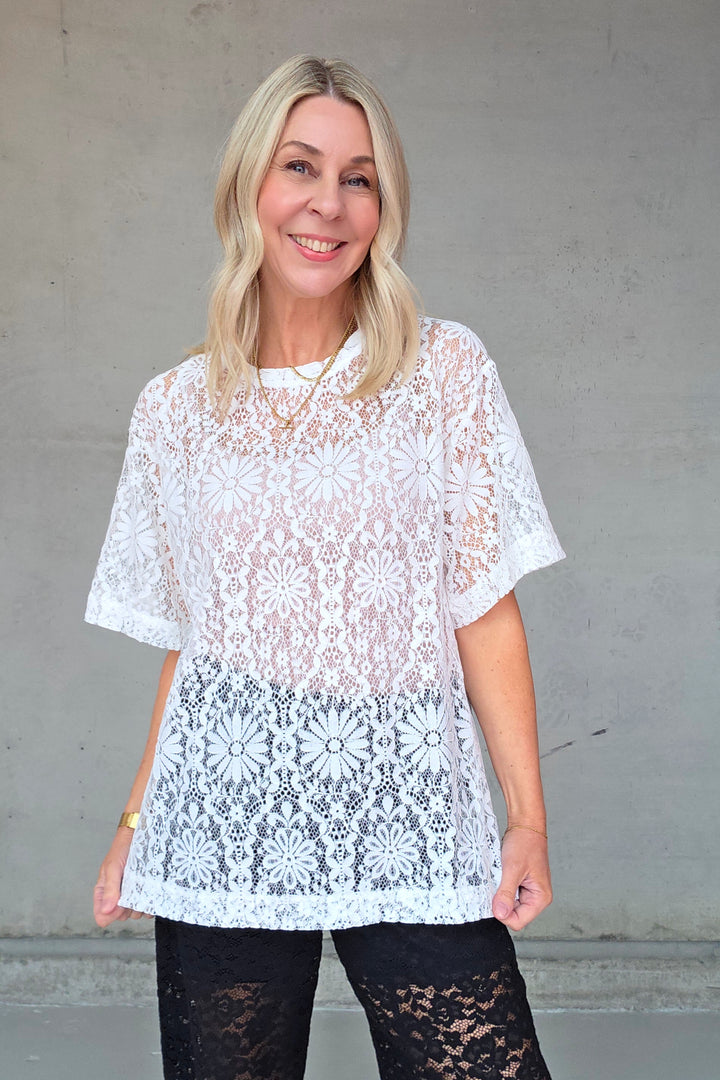 Shell Lace T Shirt - Off White