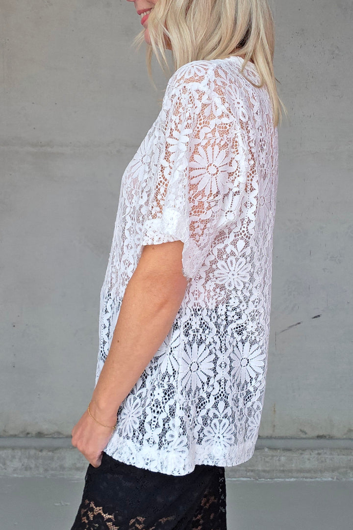 Shell Lace T Shirt - Off White