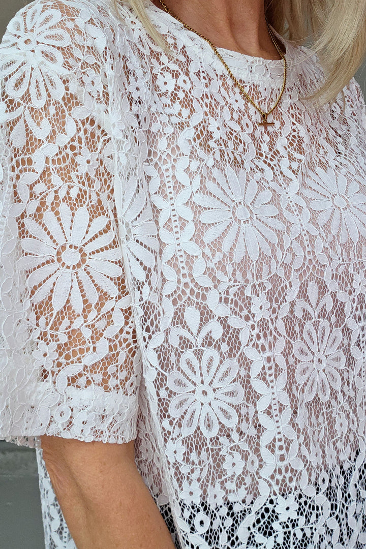 Shell Lace T Shirt - Off White