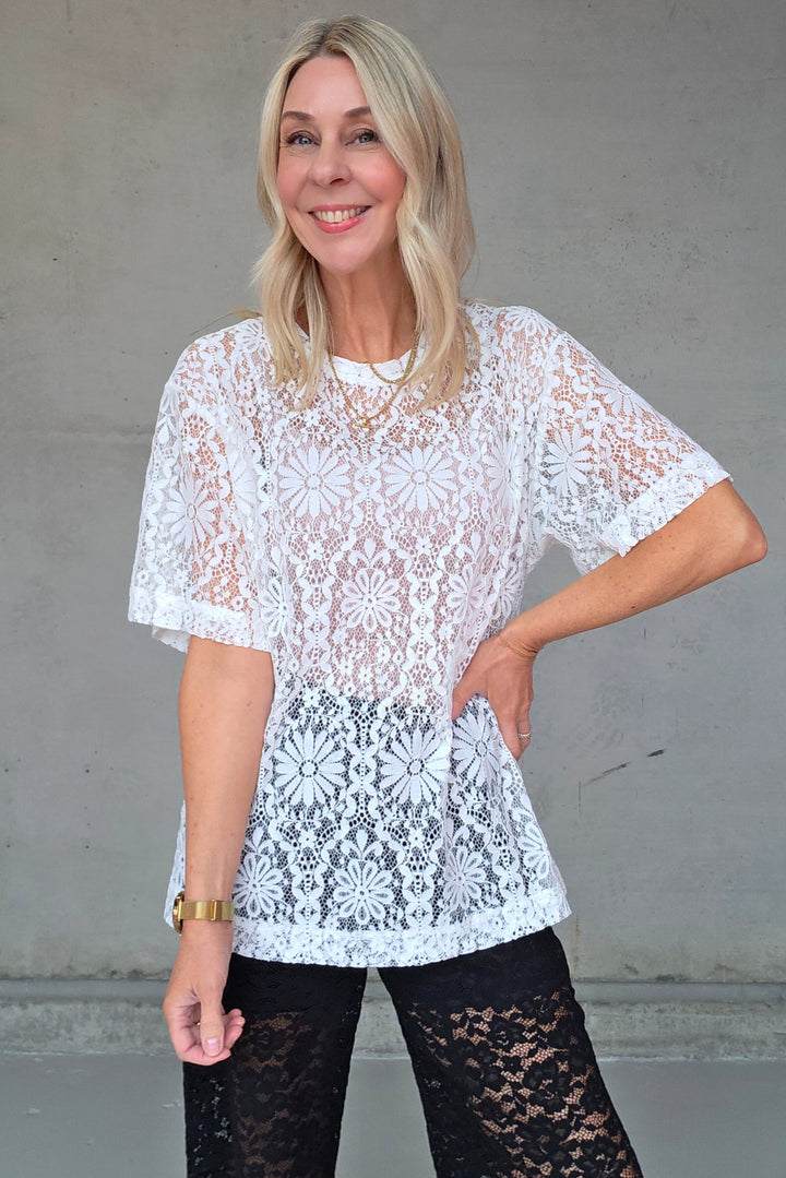 Shell Lace T Shirt - Off White