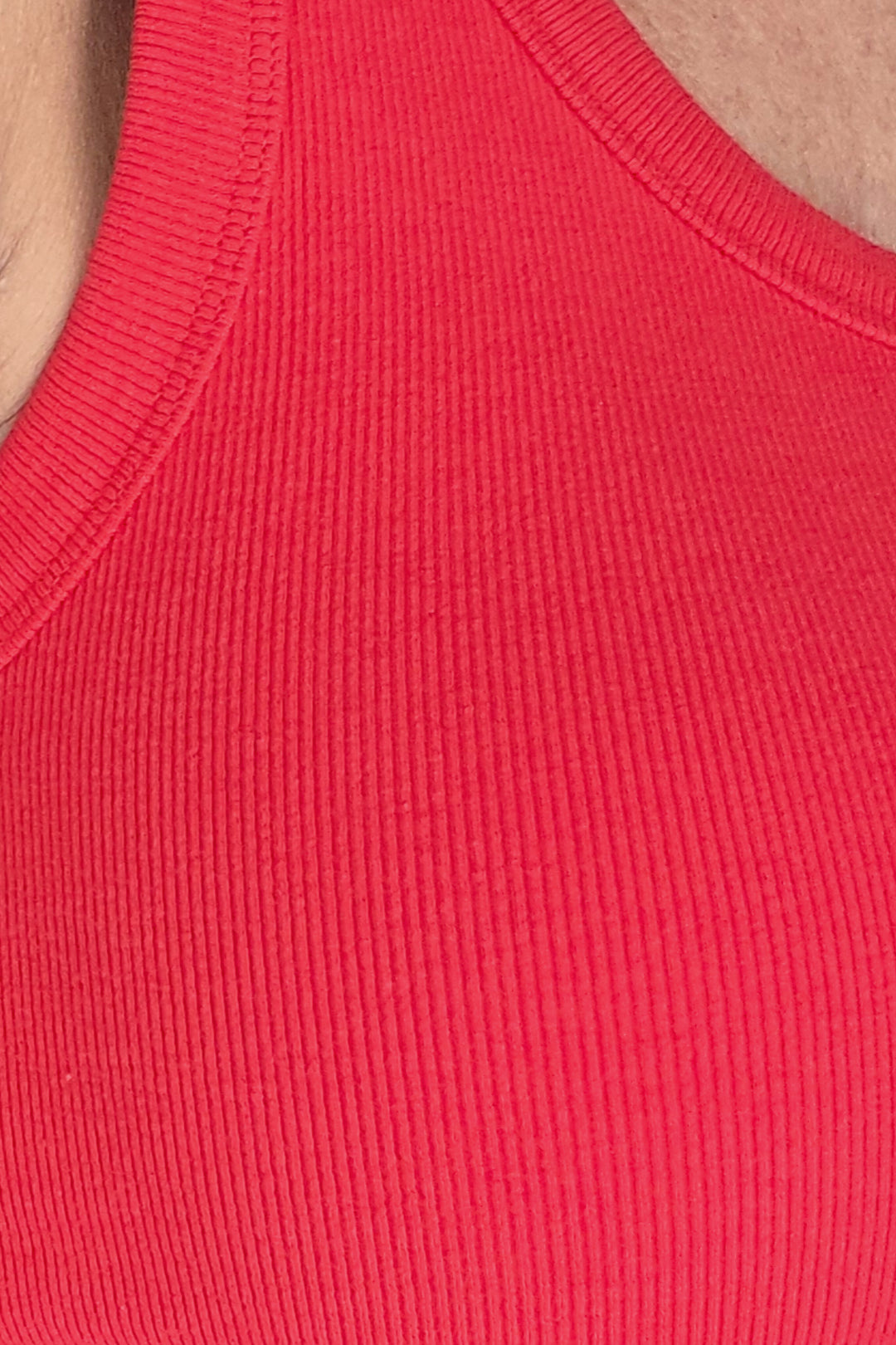 Scoop Neck Rib Tank - Red