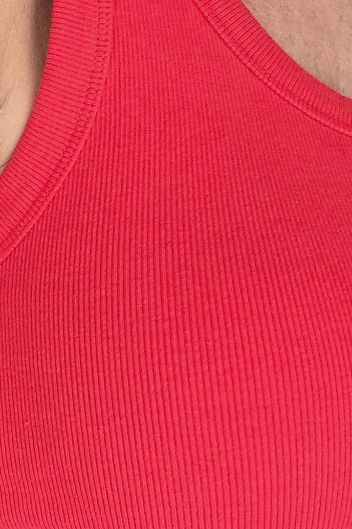 Scoop Neck Rib Tank - Red