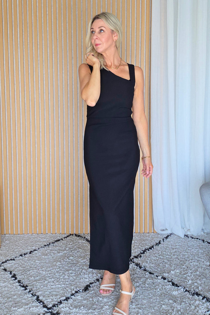 Lolita Fitted Midi Dress - Black