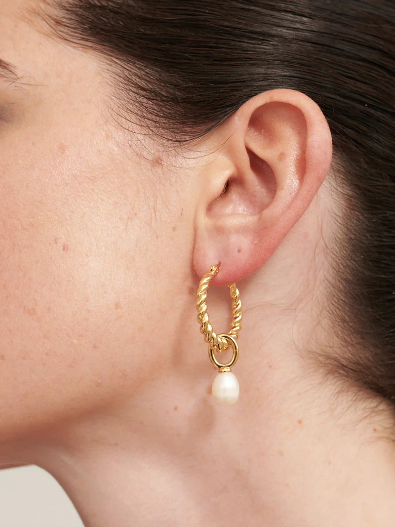 Twist Pearl Drop Earring - 18K Gold