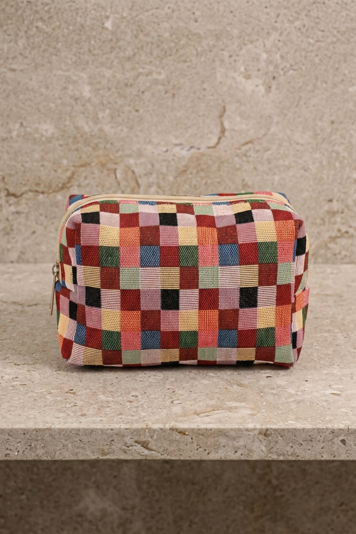 Checkered Cosmetic Bag