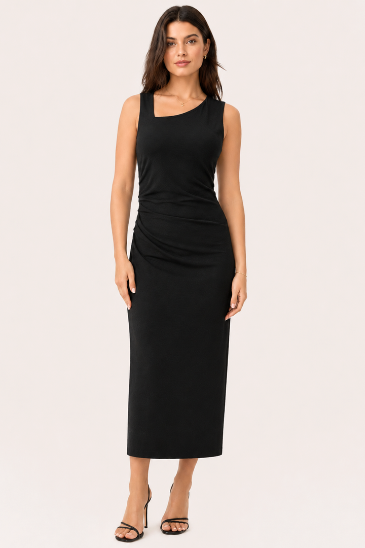 Lolita Fitted Midi Dress - Black
