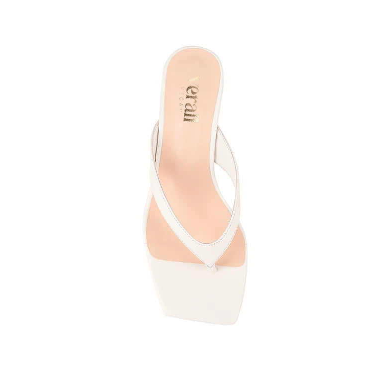 Martha Kitten Heel Thongs - Chalk White