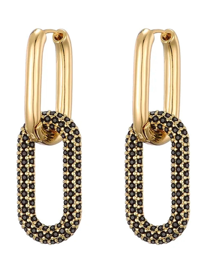 Gold Stone Double Loop Earring