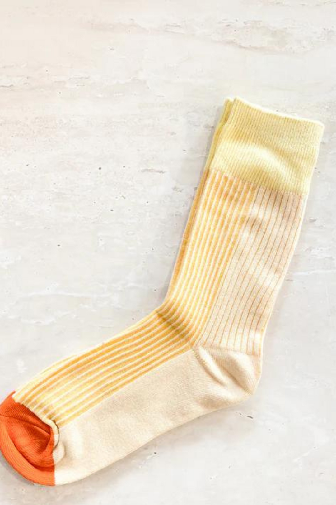 Yellow Ribbed Sock -White Band