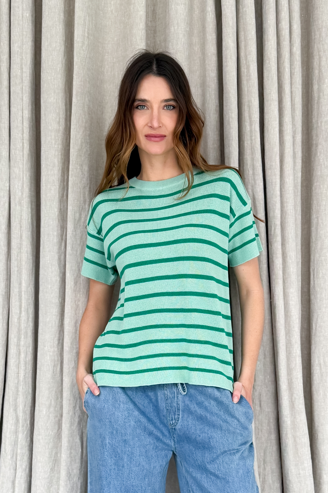 Lynx Top - Mint Stripe