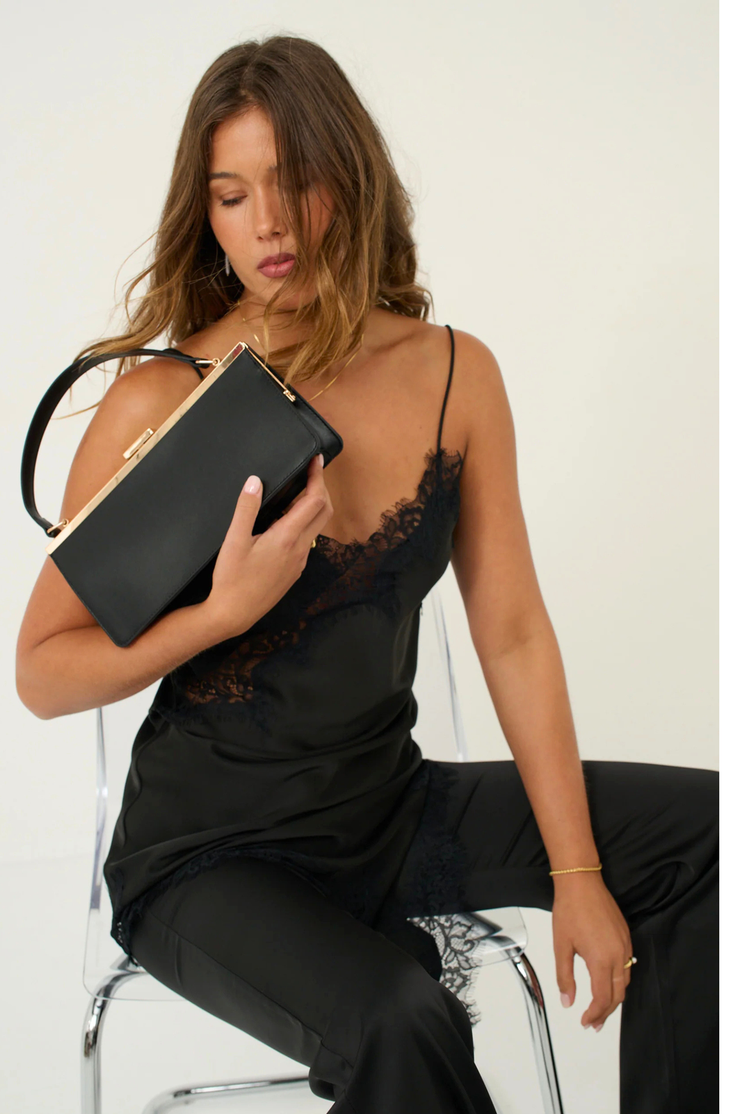 Solene Top Handle Handbag - Black