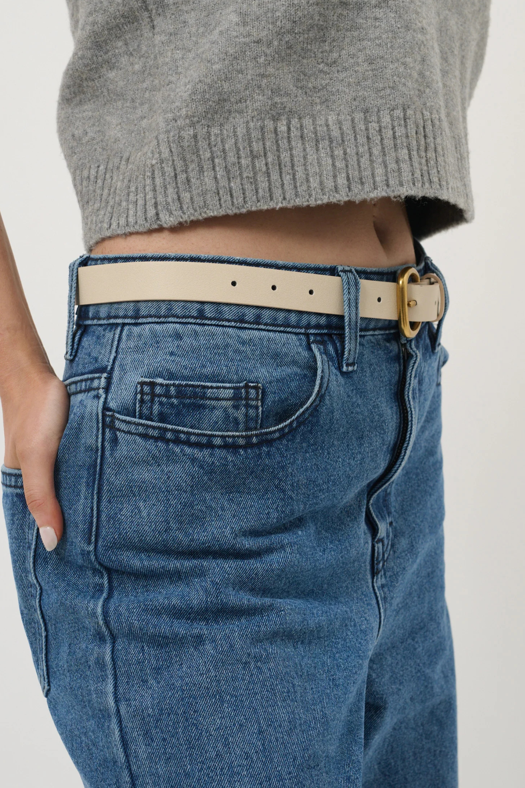 Hudson Buckle Belt - Beige