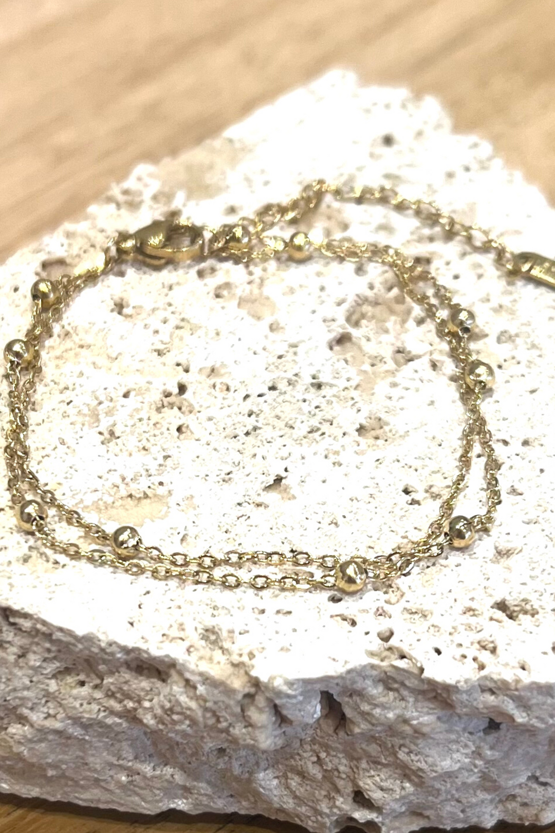 18K Gold Plated Double Chain Ball Bracelet