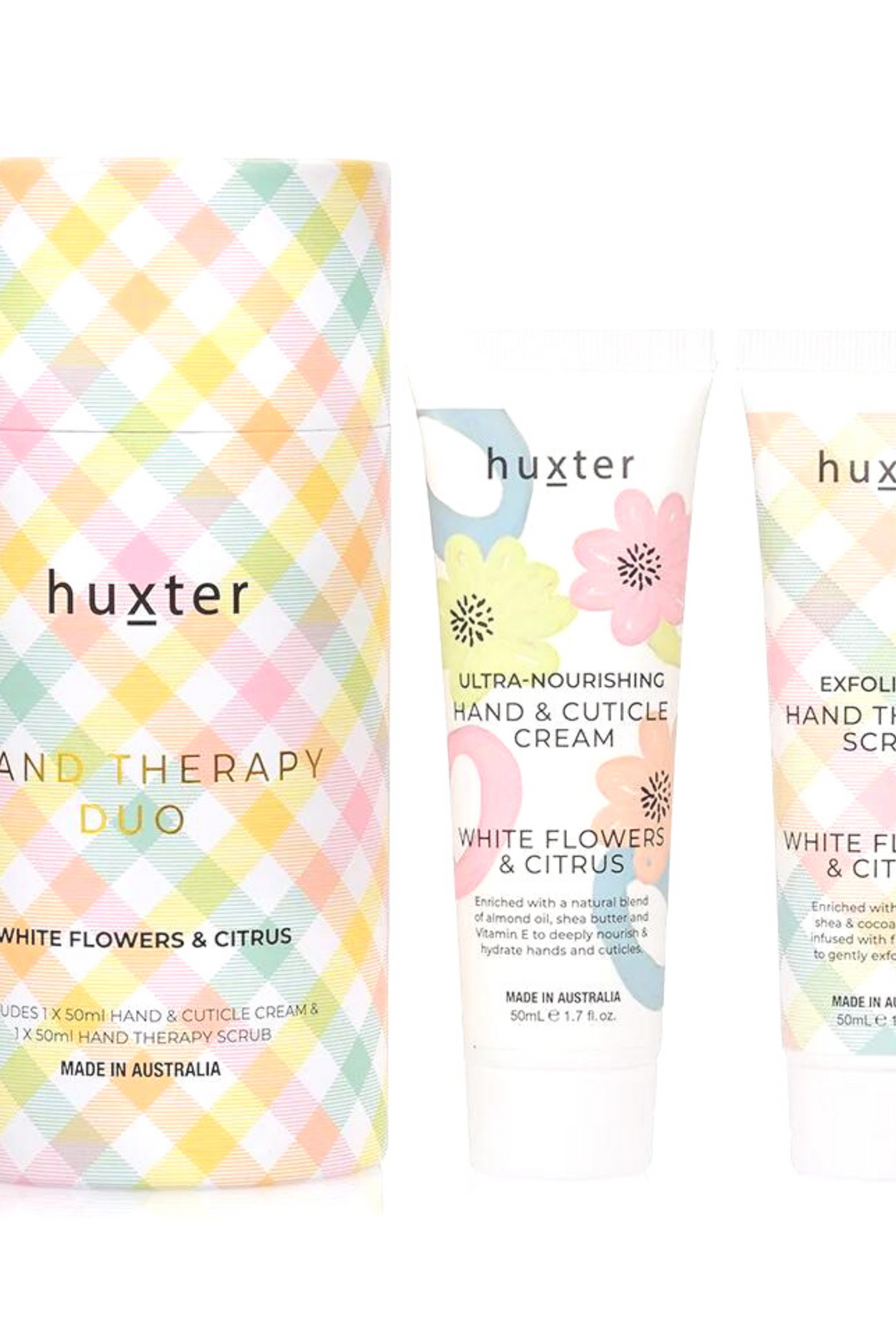 Huxter Hand Therapy Duo - Pastel Checks White Flowers & Citrus