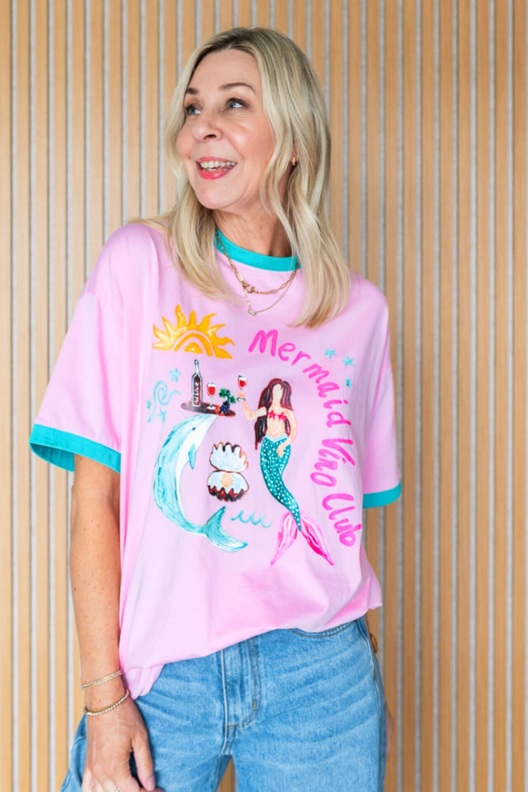 Mermaid Vino Club Tee - PInk