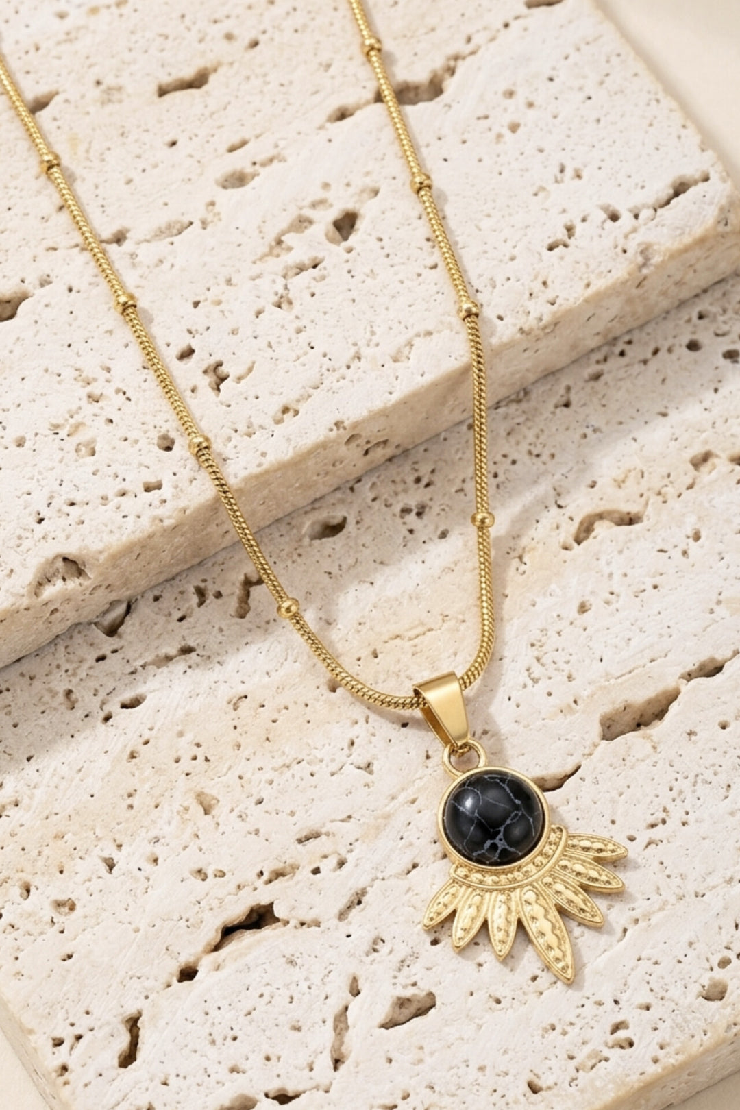Black Howlite Stone Necklace