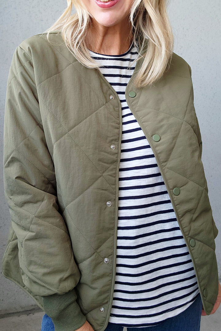 Quilted Spring Jacket - Olive
