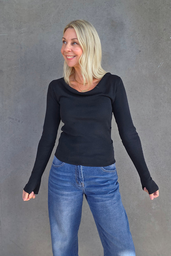 Cowl Neck Knit - Black