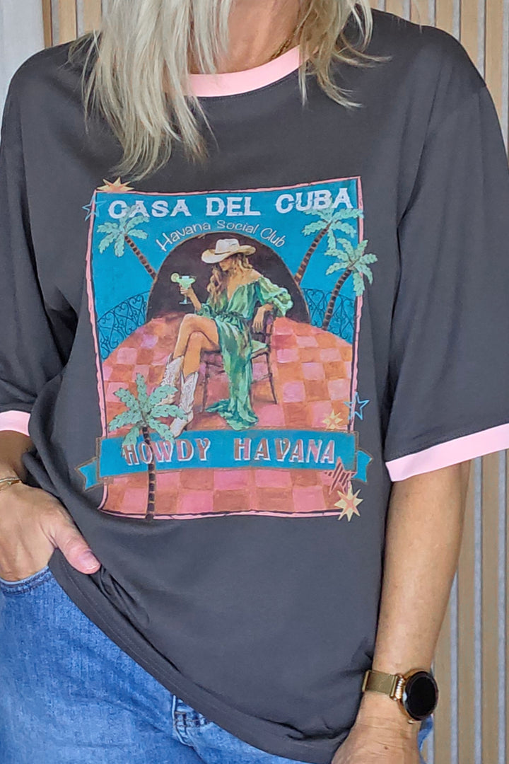 Casa Del Cuba Tee - Charcoal