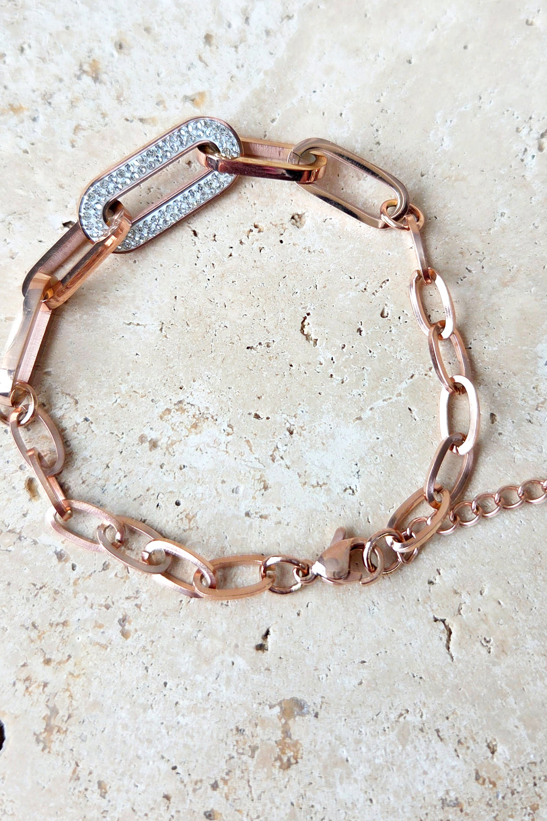 Rose Gold Stone Link Bracelet
