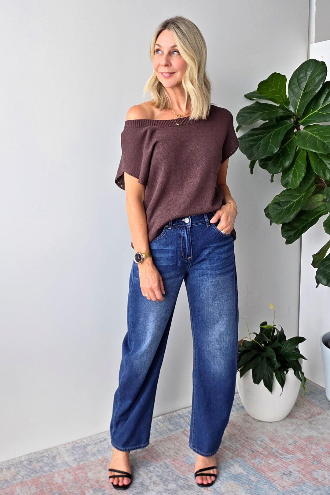 Henley Knit Tee - Espresso - Mabel and Woods