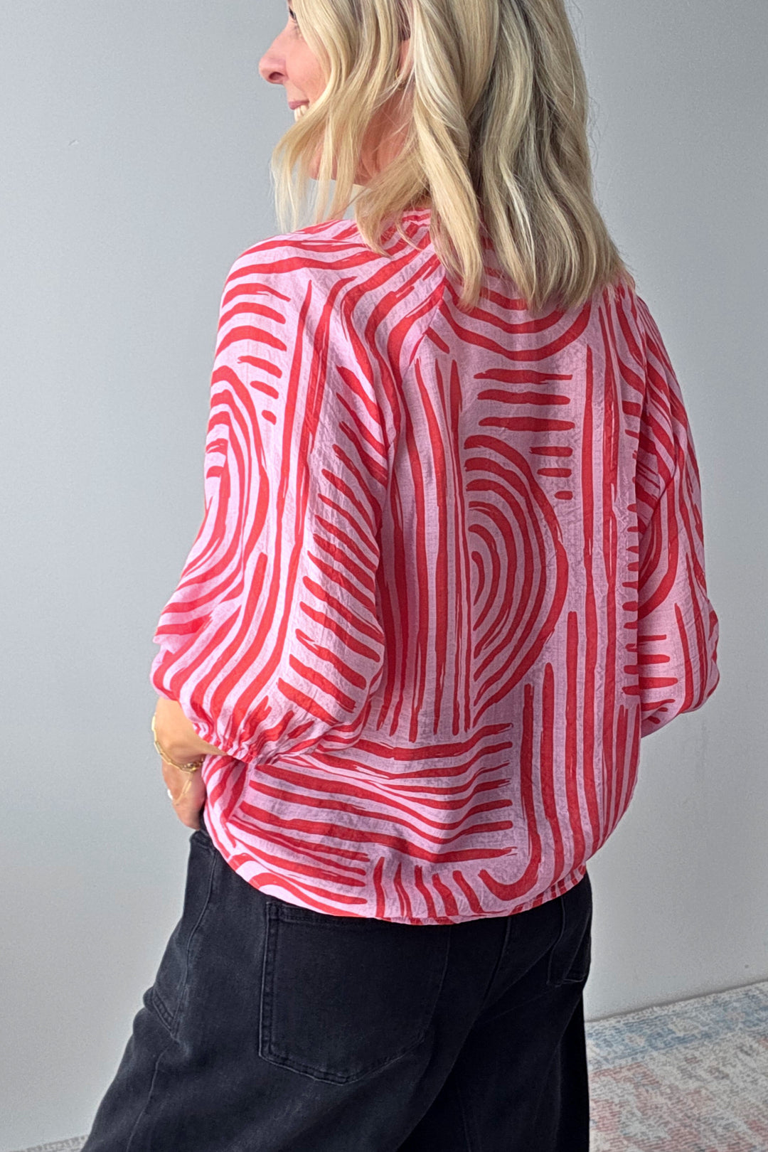 Malta Button Top - Pink/Red