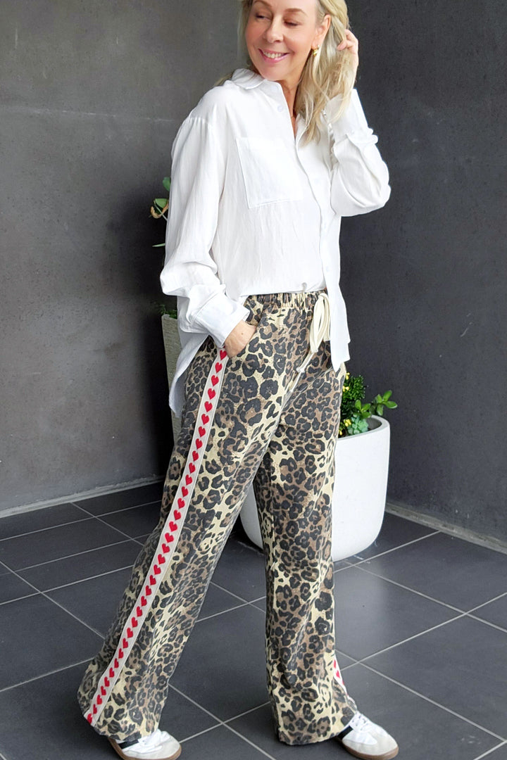 Leopard Heart Racer Pants