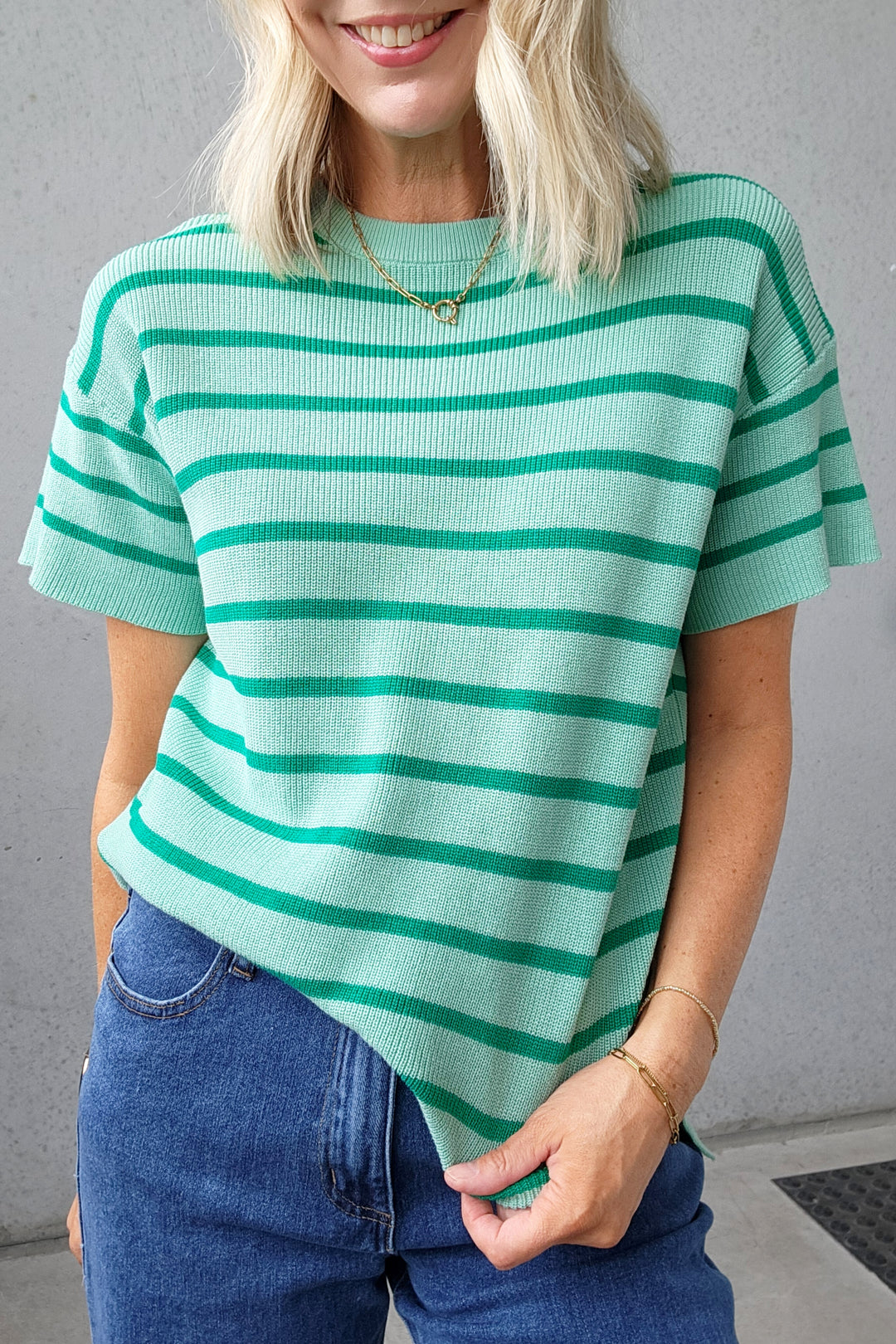 Lynx Top - Mint Stripe