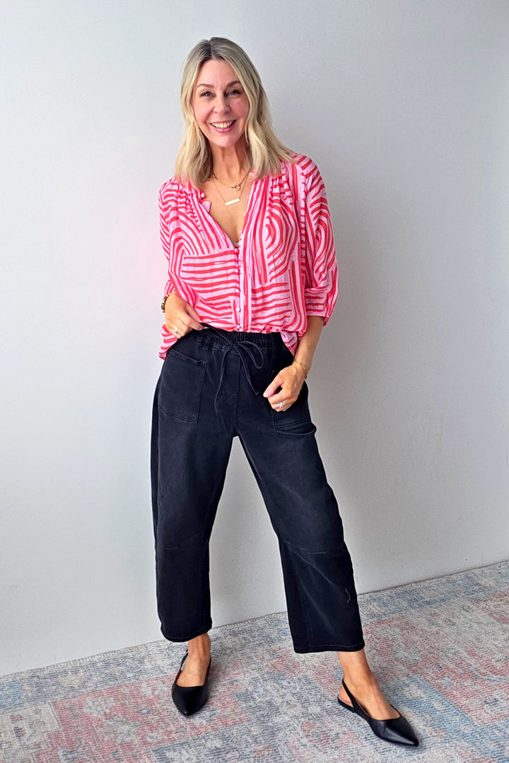 Malta Button Top - Pink/Red