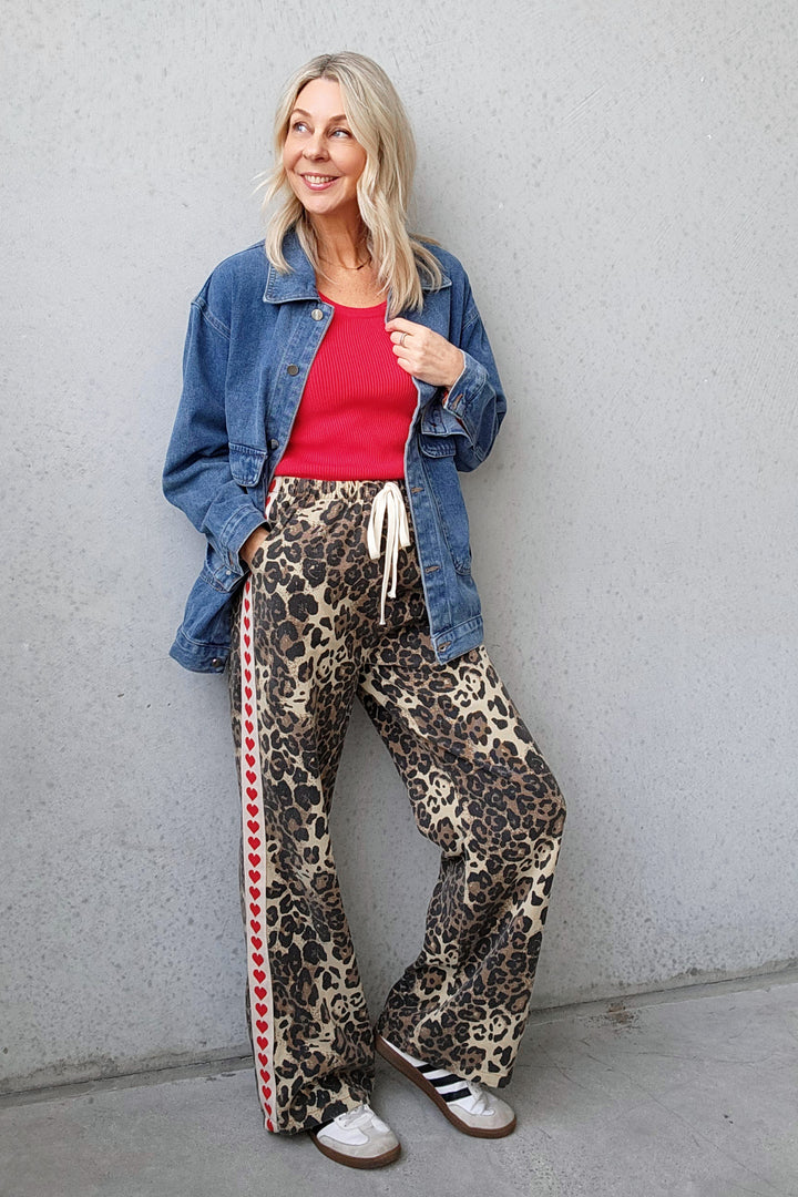Leopard Heart Racer Pants