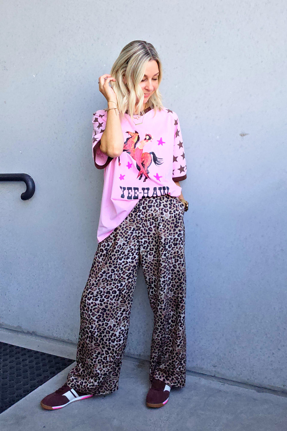 Yee Haw V-Neck Tee - Pink - Mabel and Woods