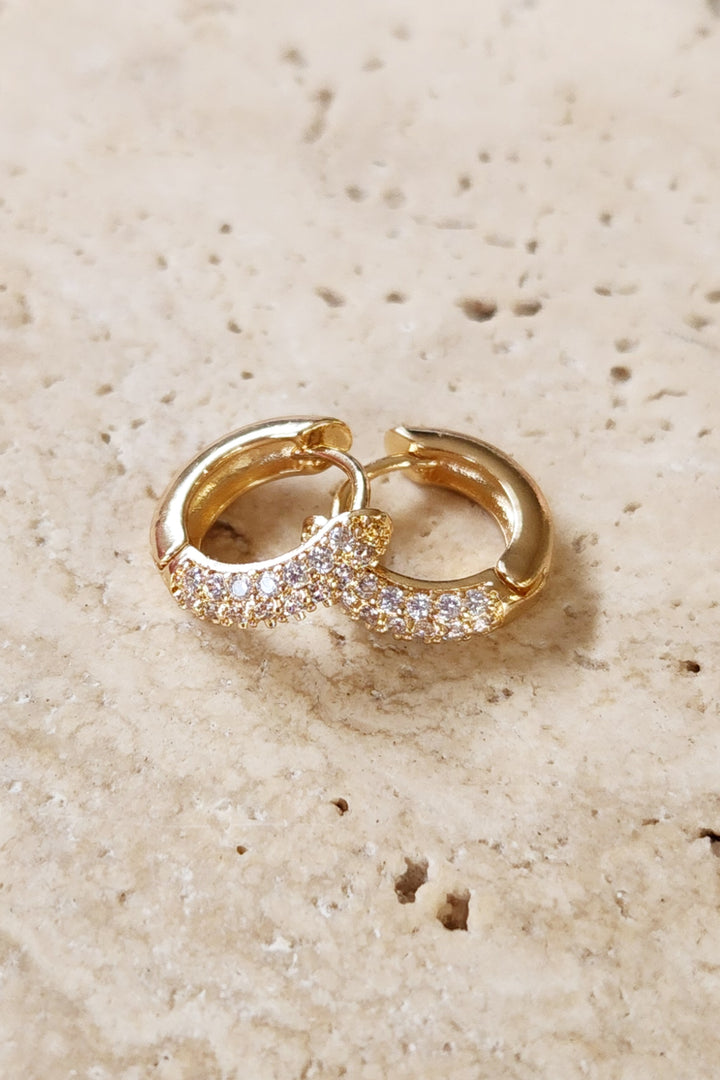 Multi Row Zircon Huggie Earrings