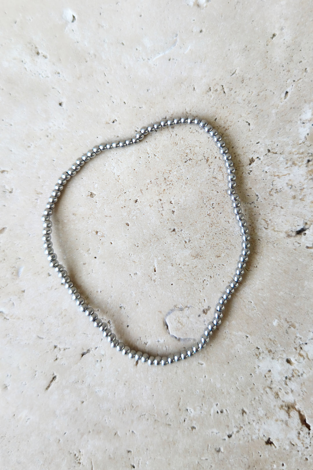 Mini Stretch Bead Bracelet - Silver
