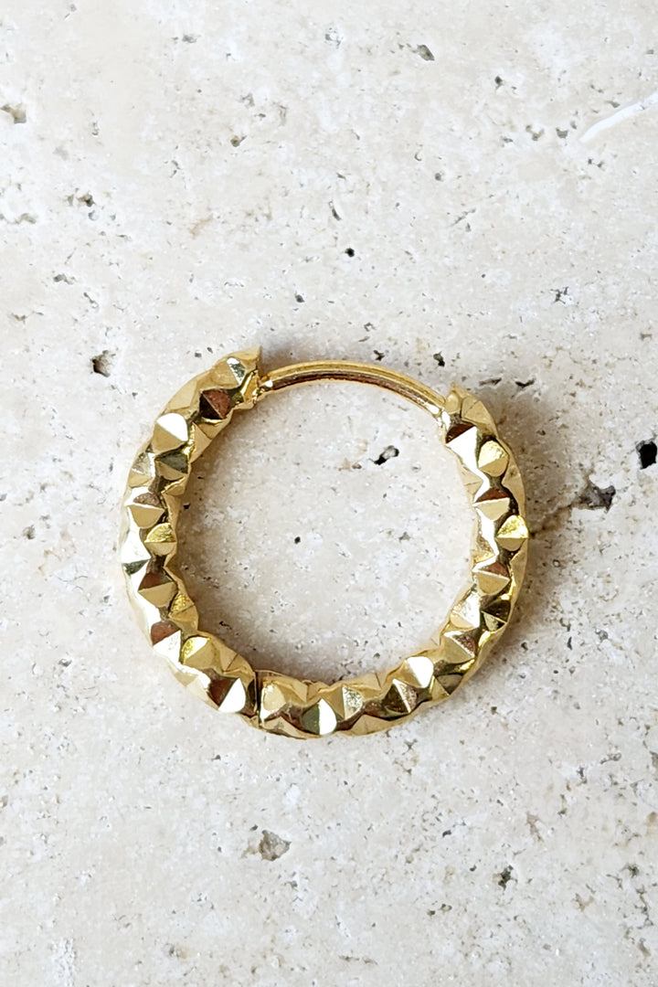 Embossed Hoop Sleeper Earring - Gold