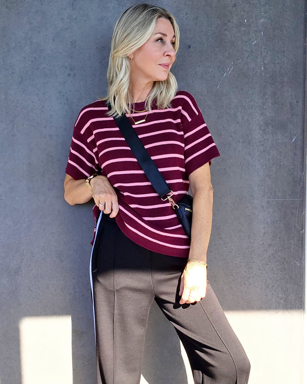 Lynx Knit Top - Burgandy - Mabel and Woods