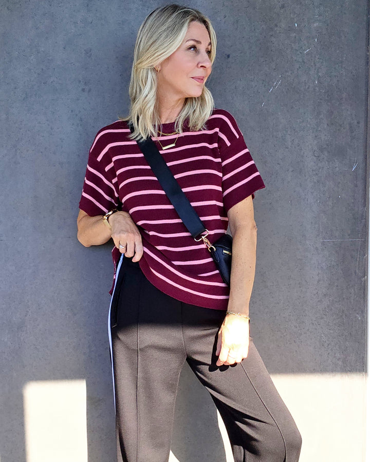 Lynx Knit Top - Burgandy - Mabel and Woods