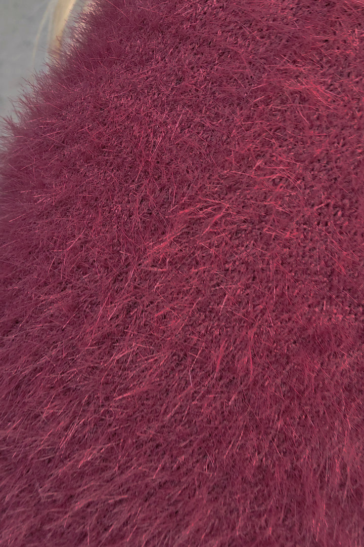 Fluffy Crop Knit - Wine - Mabel and Woods