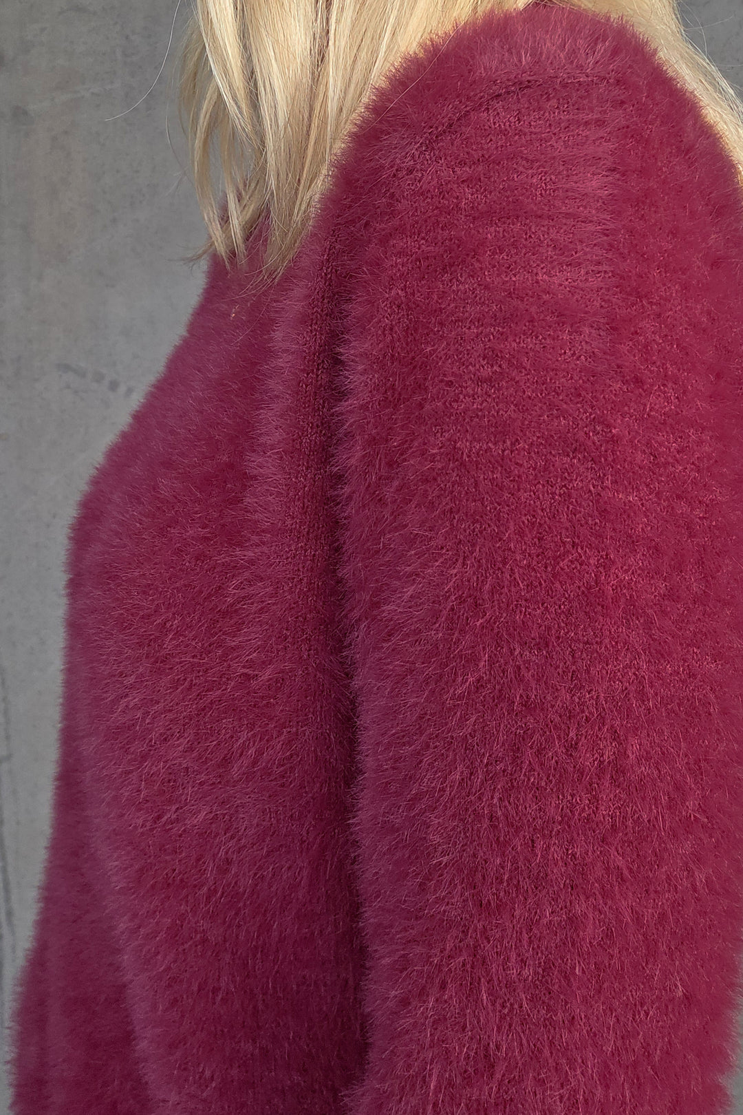 Fluffy Crop Knit - Wine - Mabel and Woods