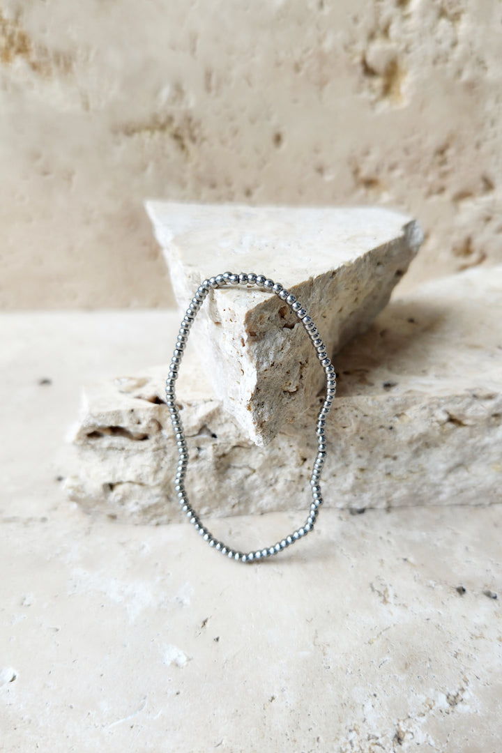 Mini Stretch Bead Bracelet - Silver