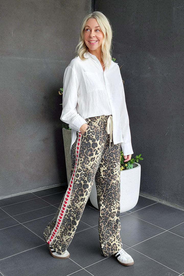 Leopard Heart Racer Pants