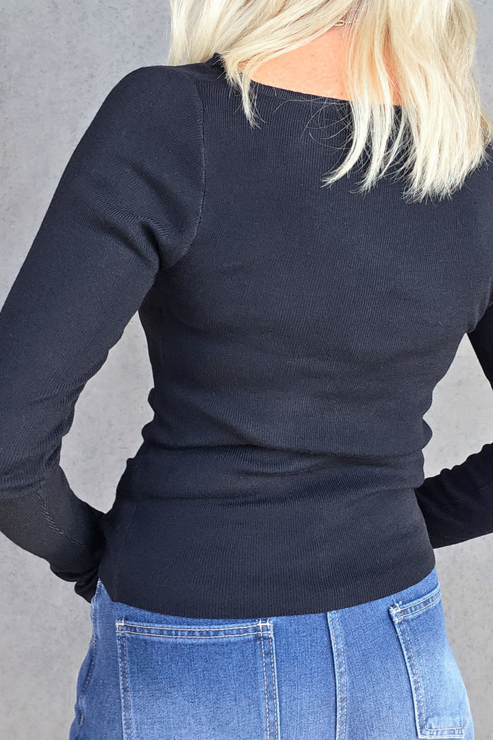 Cowl Neck Knit - Black