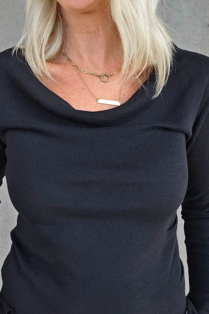 Cowl Neck Knit - Black