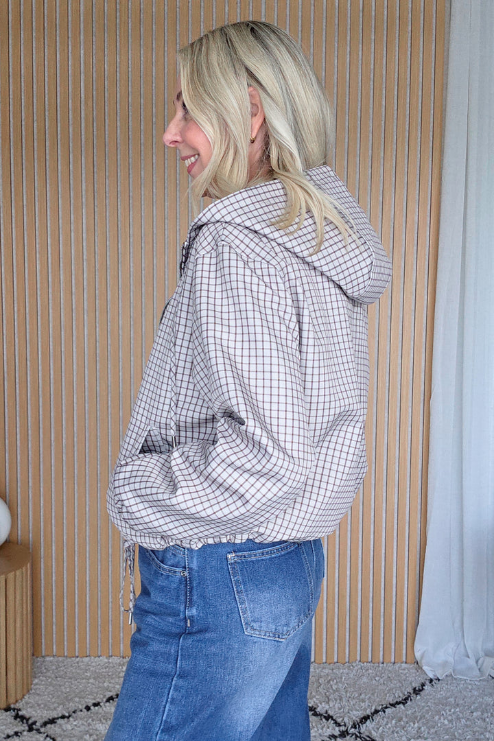 Check Hooded Jacket - Beige