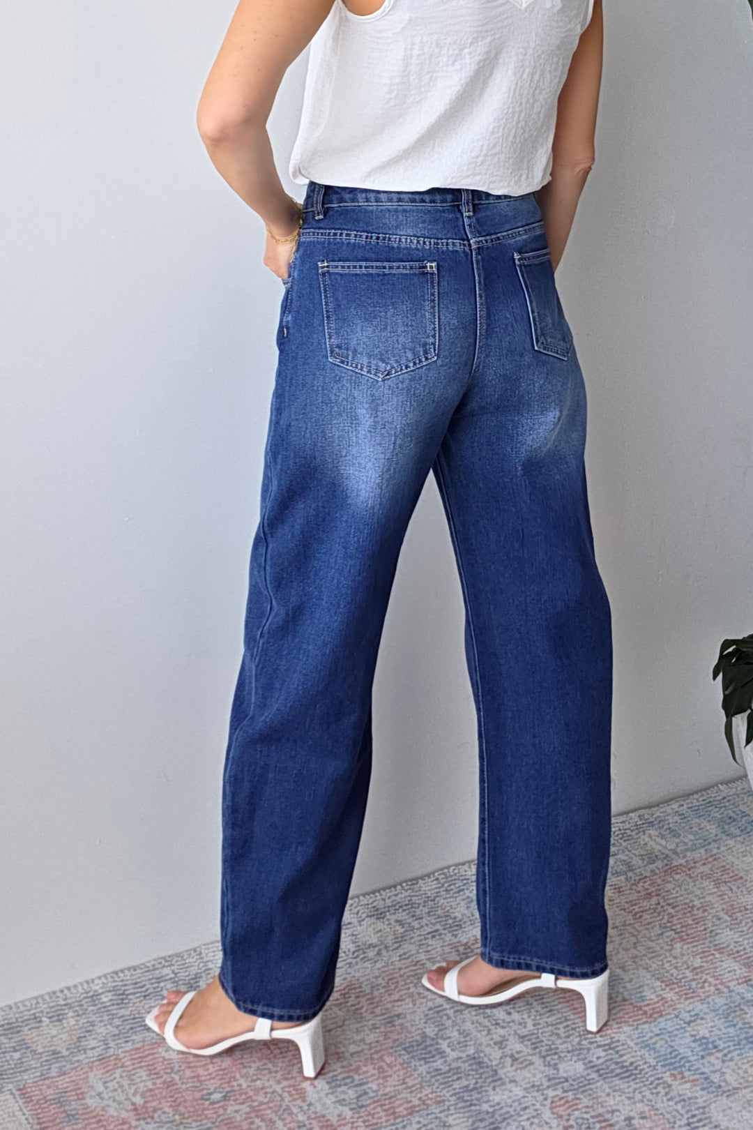 Liza Barrel Jean - Dark Wash - Mabel and Woods