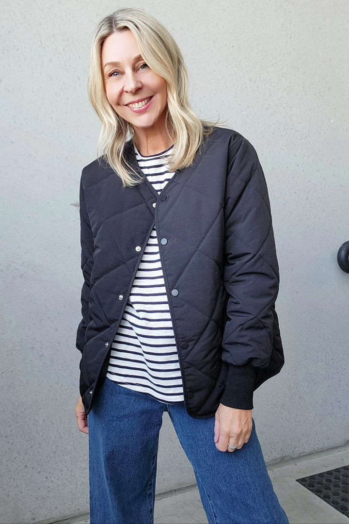 Quilted Spring Jacket - Black